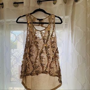 GORGEOUS rose gold sequin tank top size Large